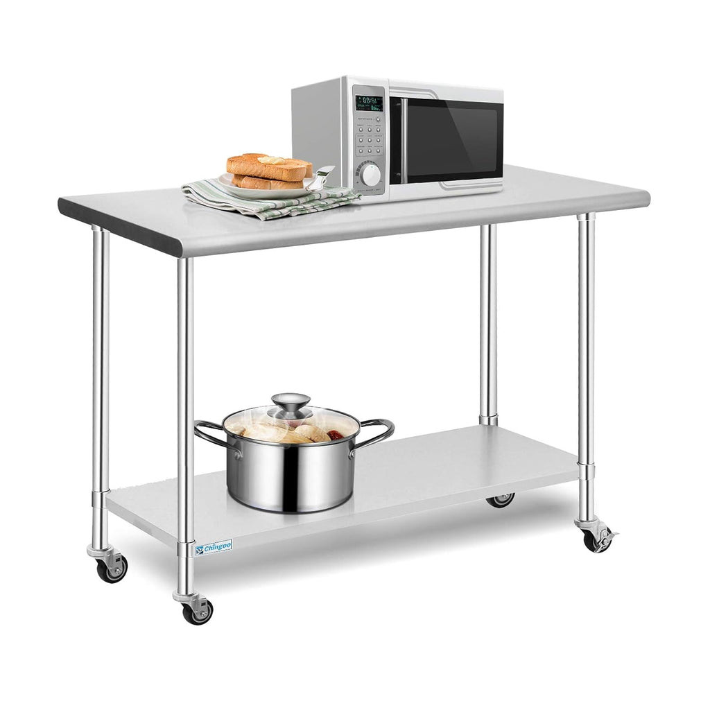 Stainless Steel Prep Table with Undershelf and Caster Wheels V875973