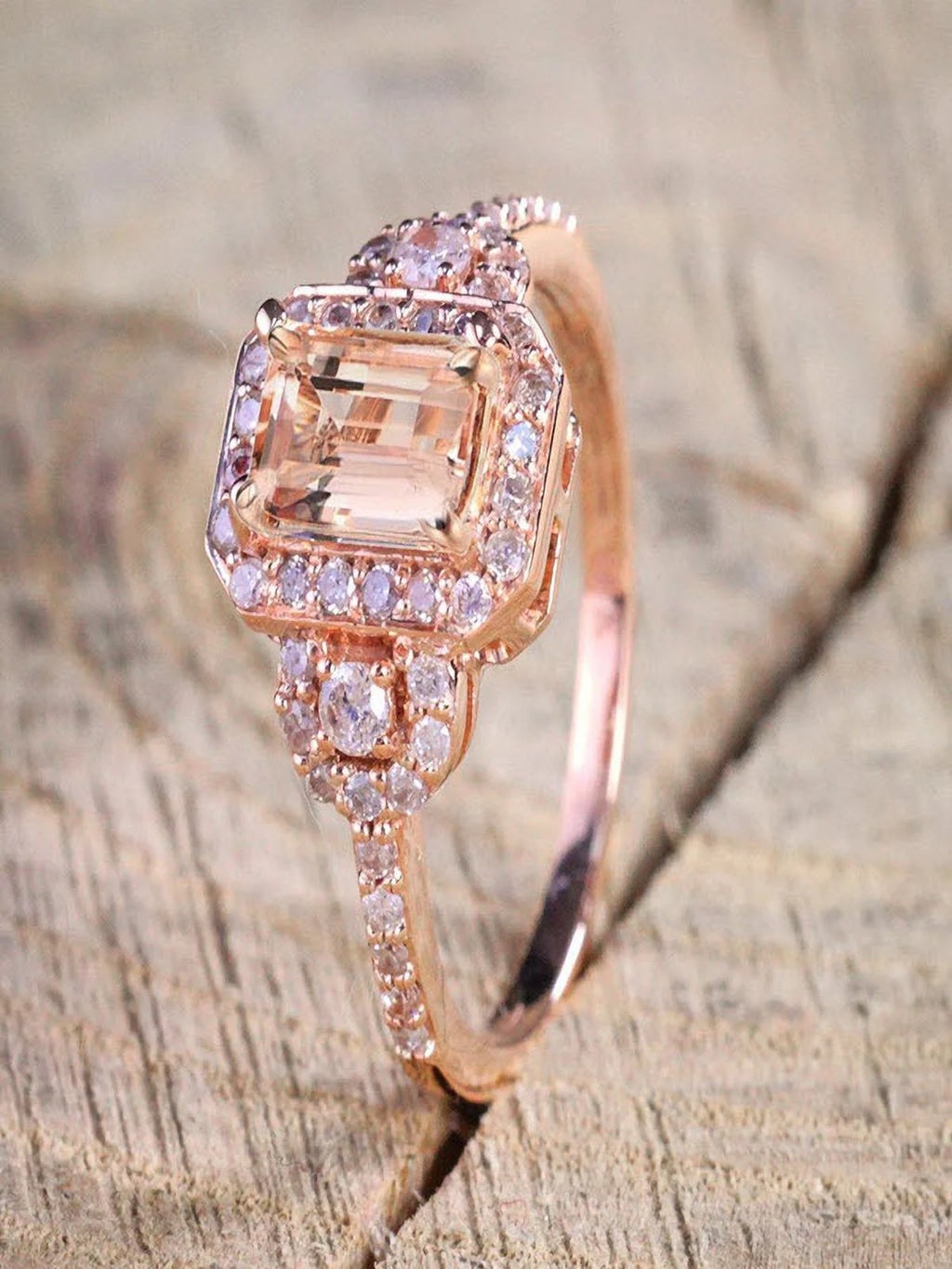 10k Rose Gold Morganite and Diamond Engagement Ring O15985