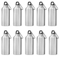 10pcs 600ml Aluminum Water Bottles Silver with Carabiner Hook O43807
