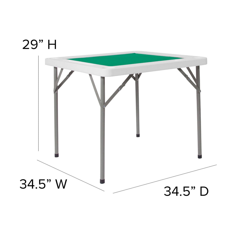 34.5x22 Square 4-Player Folding Card Game Table with Green Felt C120017