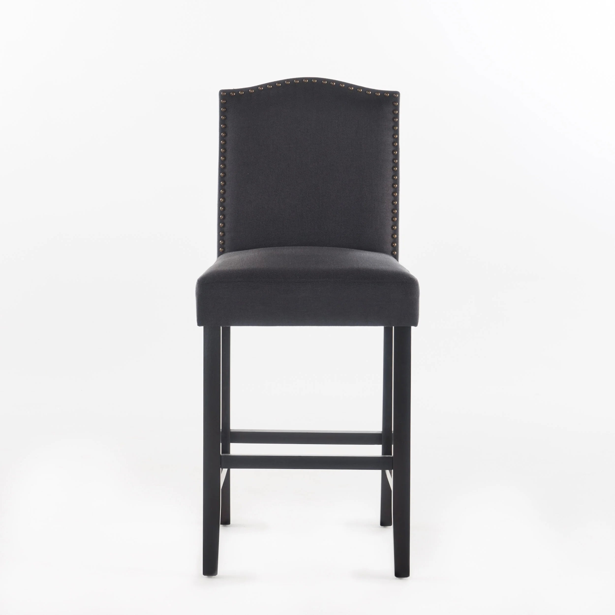 Dark Charcoal Fabric Upholstered Counter Stools, Set of 2 T15138