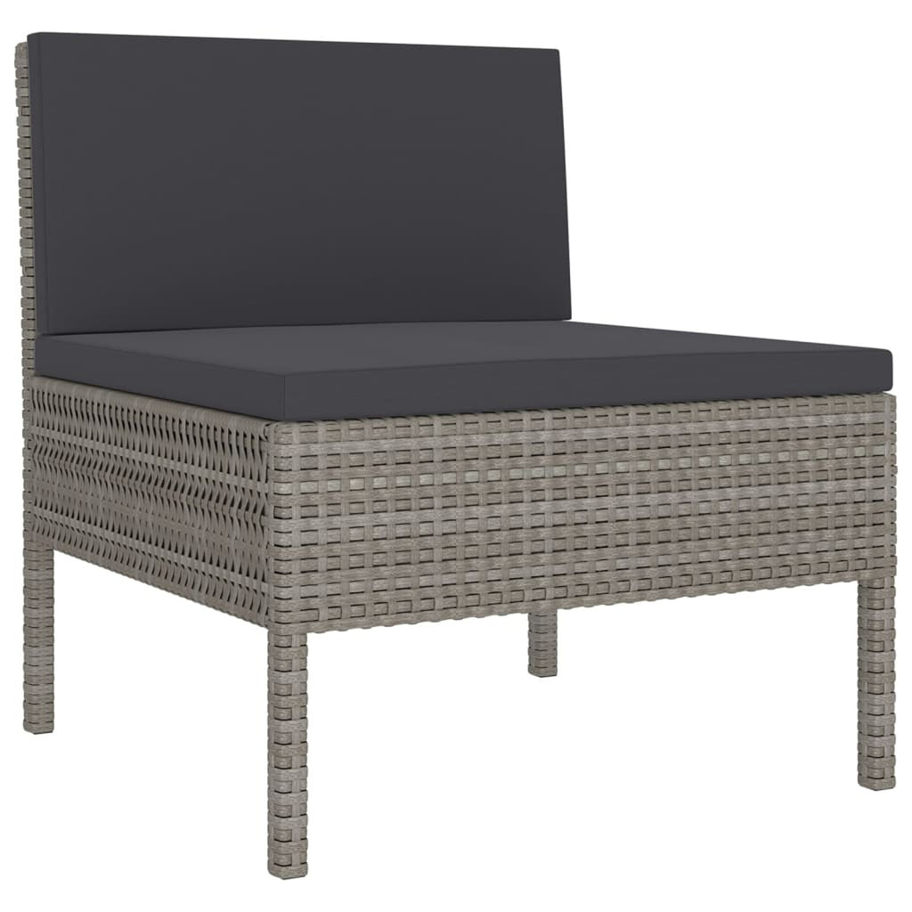6 Piece Gray Poly Rattan Outdoor Sectional Sofa Set with Coffee Table N8697