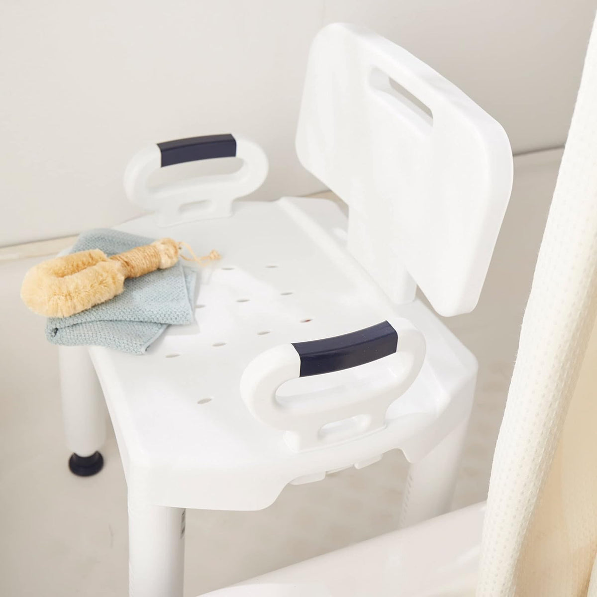 Bath Bench with Removeable Back, Plastic Frame, Adjustable, 350 lbs Weight Capacity, Pack of 2 P654