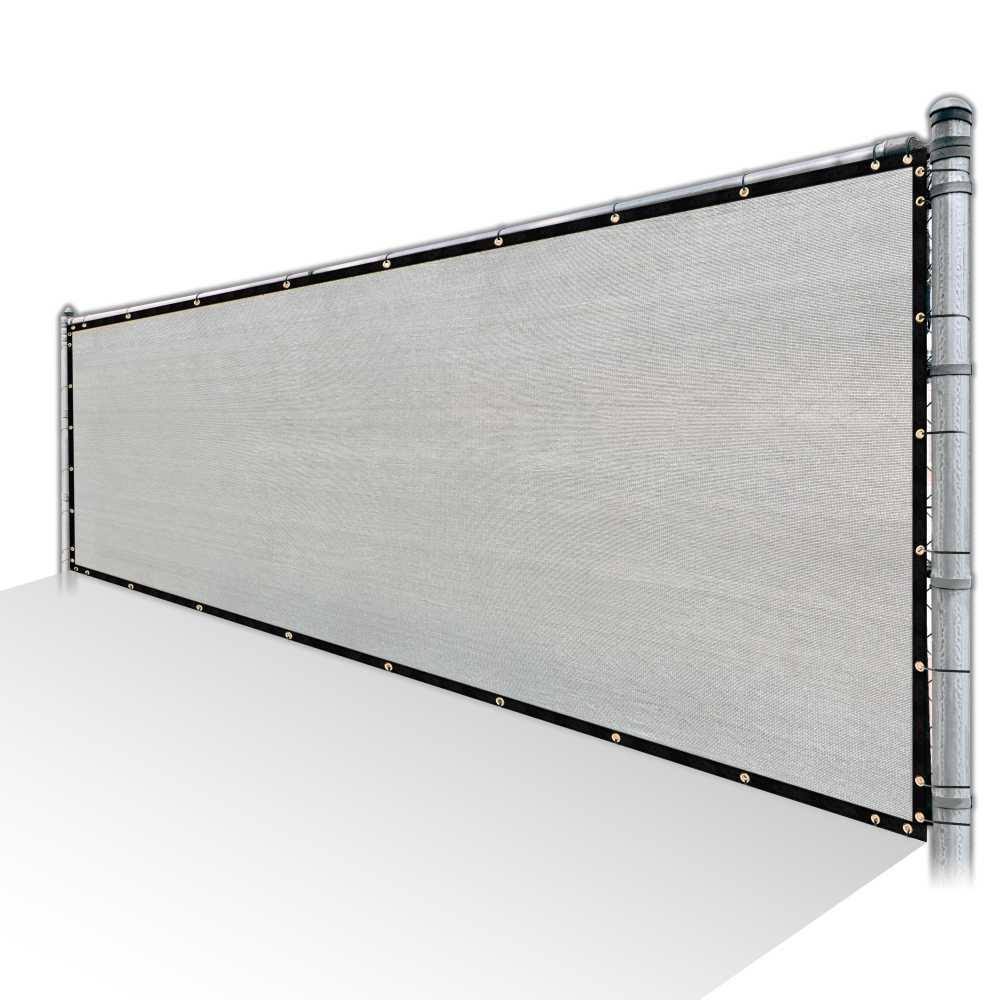 Grey Privacy Fence Screen HDPE Mesh Windscreen with Reinforced Grommets M8857