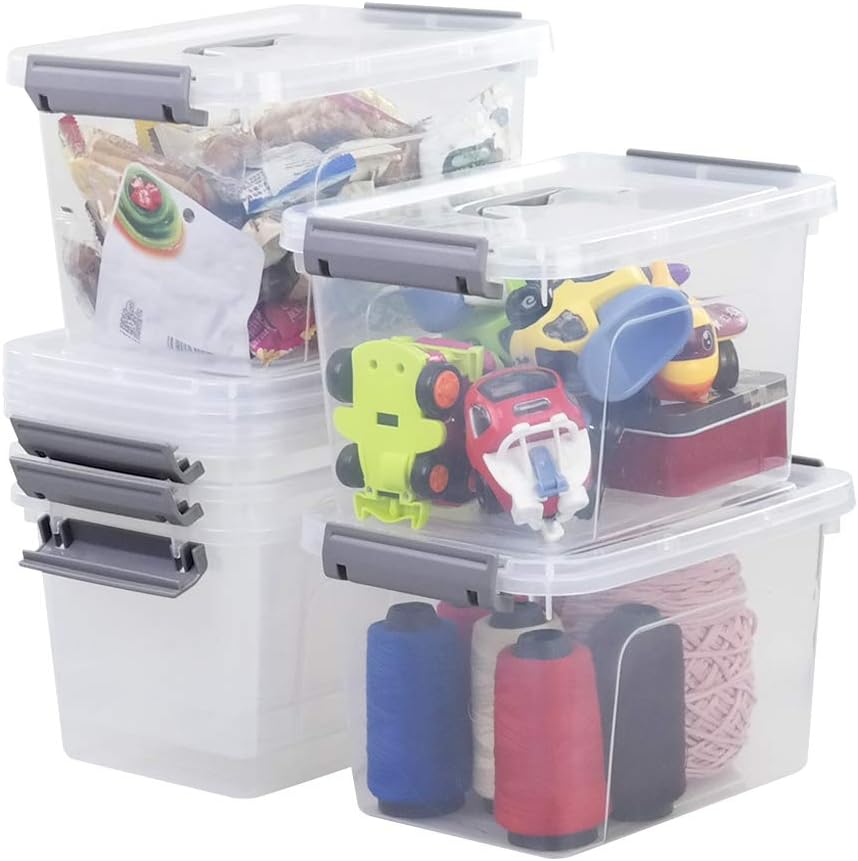 10 L Clear Plastic Latching Storage Box, 6 Packs B318003