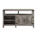 Gray Wash Laminate and Wood Media Cabinet with Barndoor X302