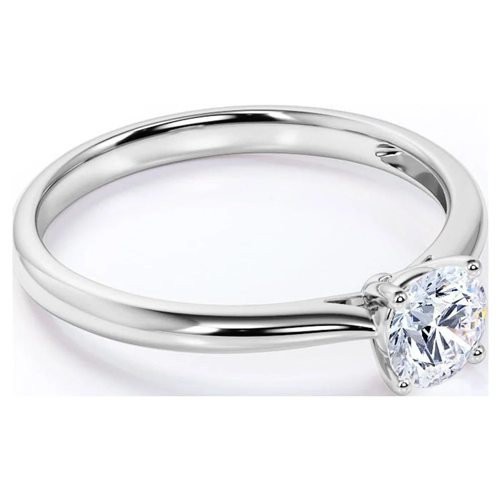 1 Carat Round Cut Moissanite Solitaire Engagement Ring in 18k White Gold Over Silver Y3514