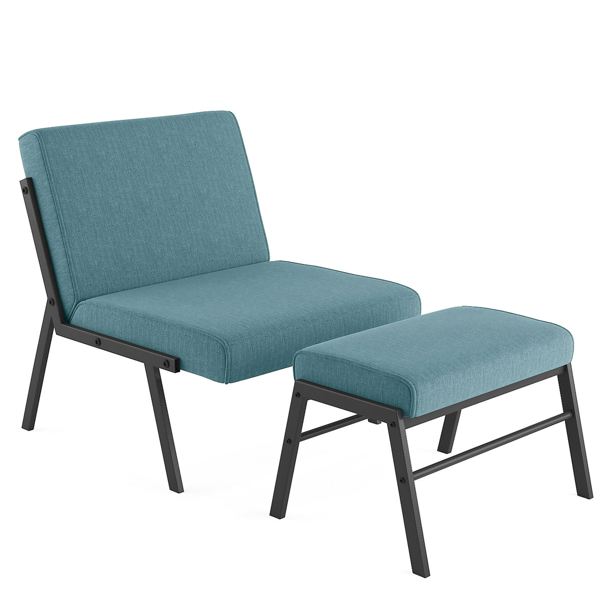 Green Linen Accent Chair with Ottoman V5288