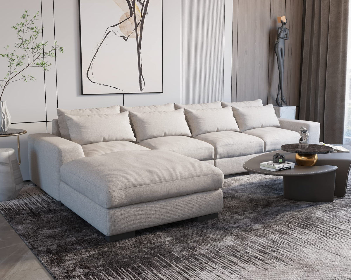 Light Grey L Shaped Sectional Sofa with Storage Ottoman T932525