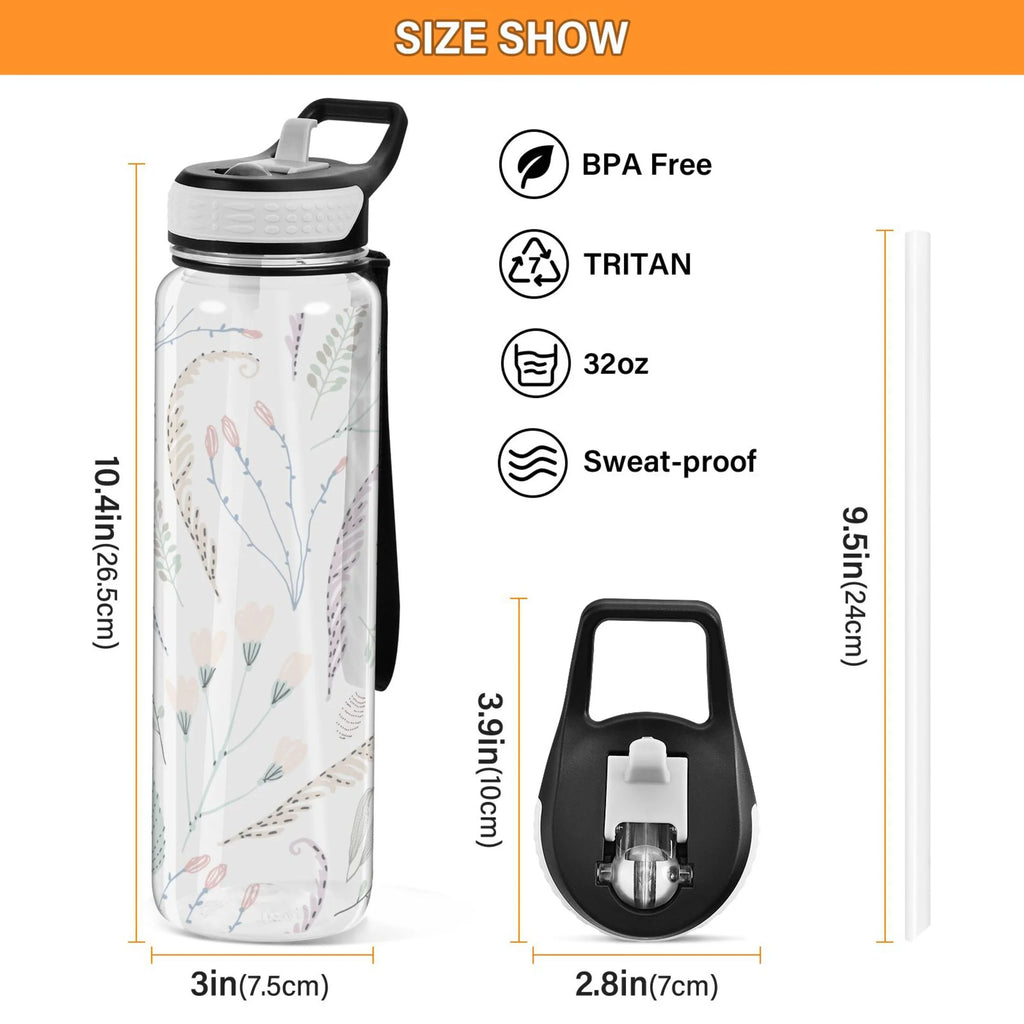 Clear 32oz Tritan Water Bottle with Straw Q1113