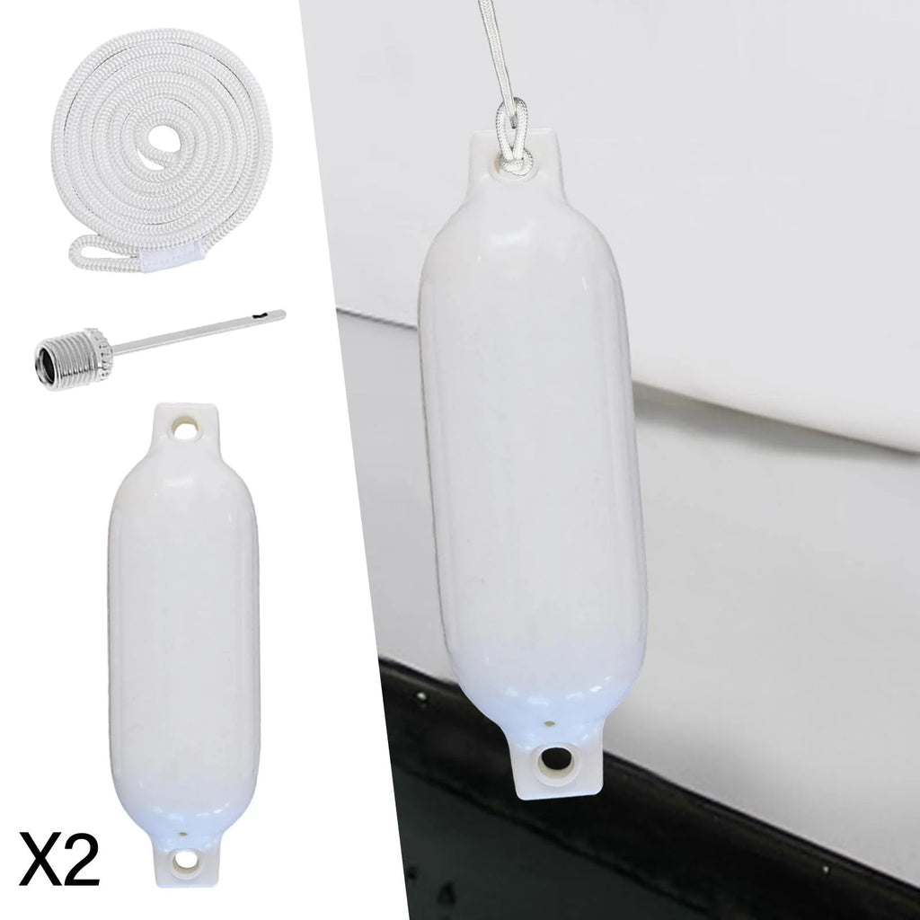 2 Pieces Inflatable PVC Dock Protection Buoy with 2m White Rope S247