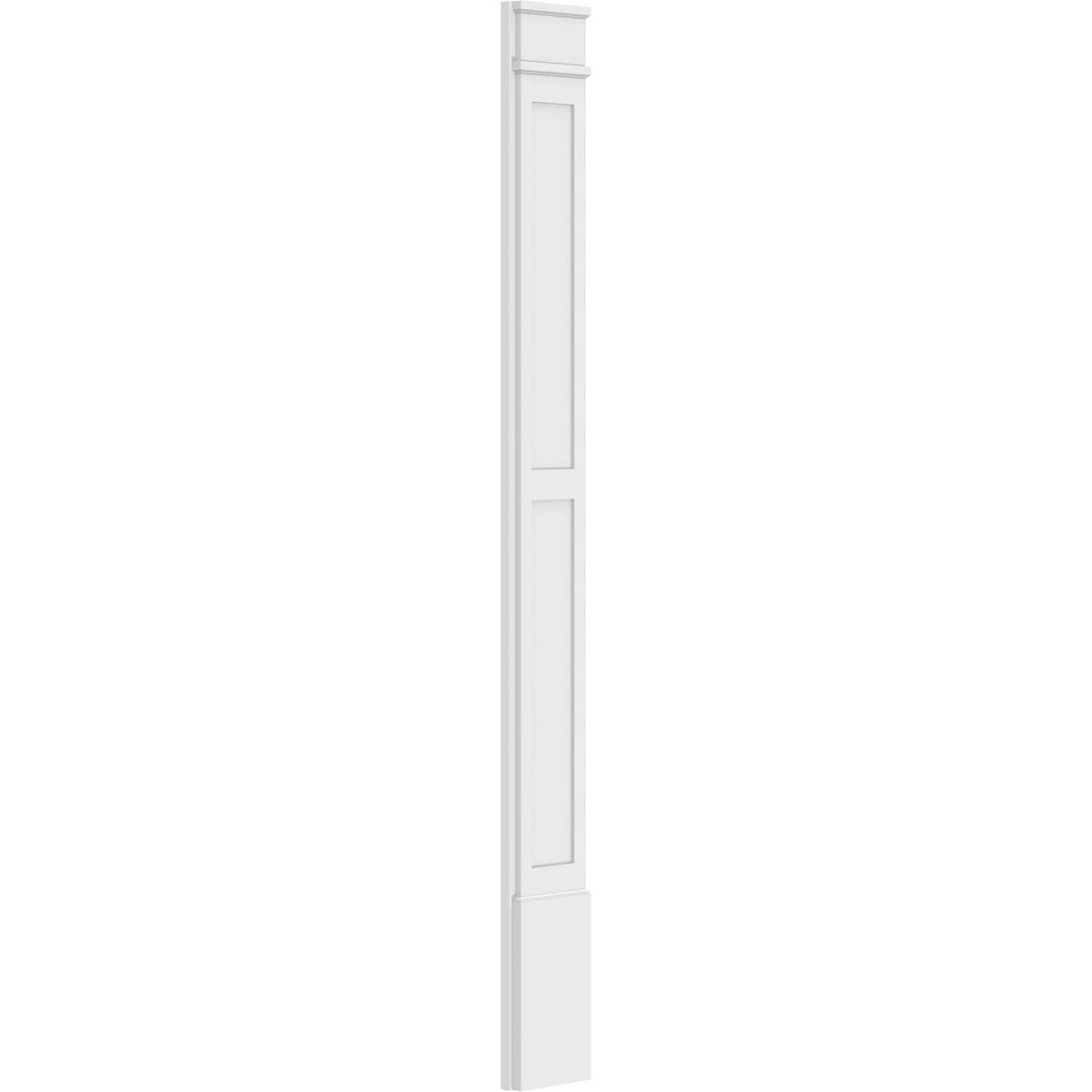 10x22W x 108x22H x 2x22P Two Equal Flat Panel PVC Pilaster with Decorative Capital & Base (Pair) D6761