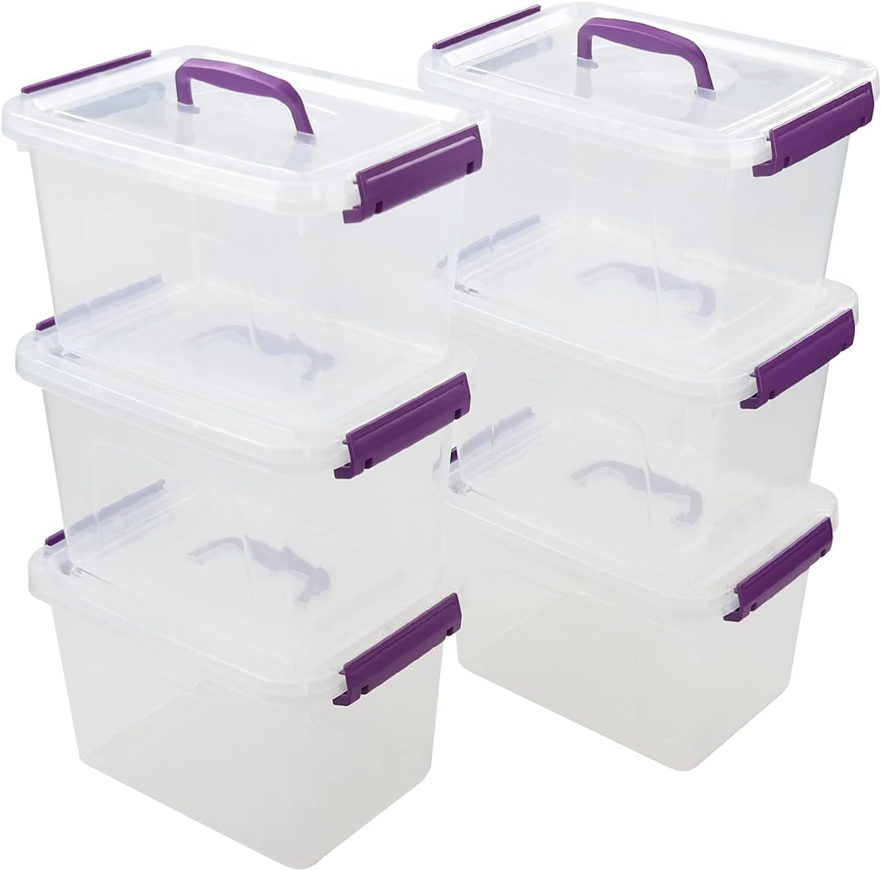 10 L Clear Plastic Latching Storage Box, 6 Packs B318003