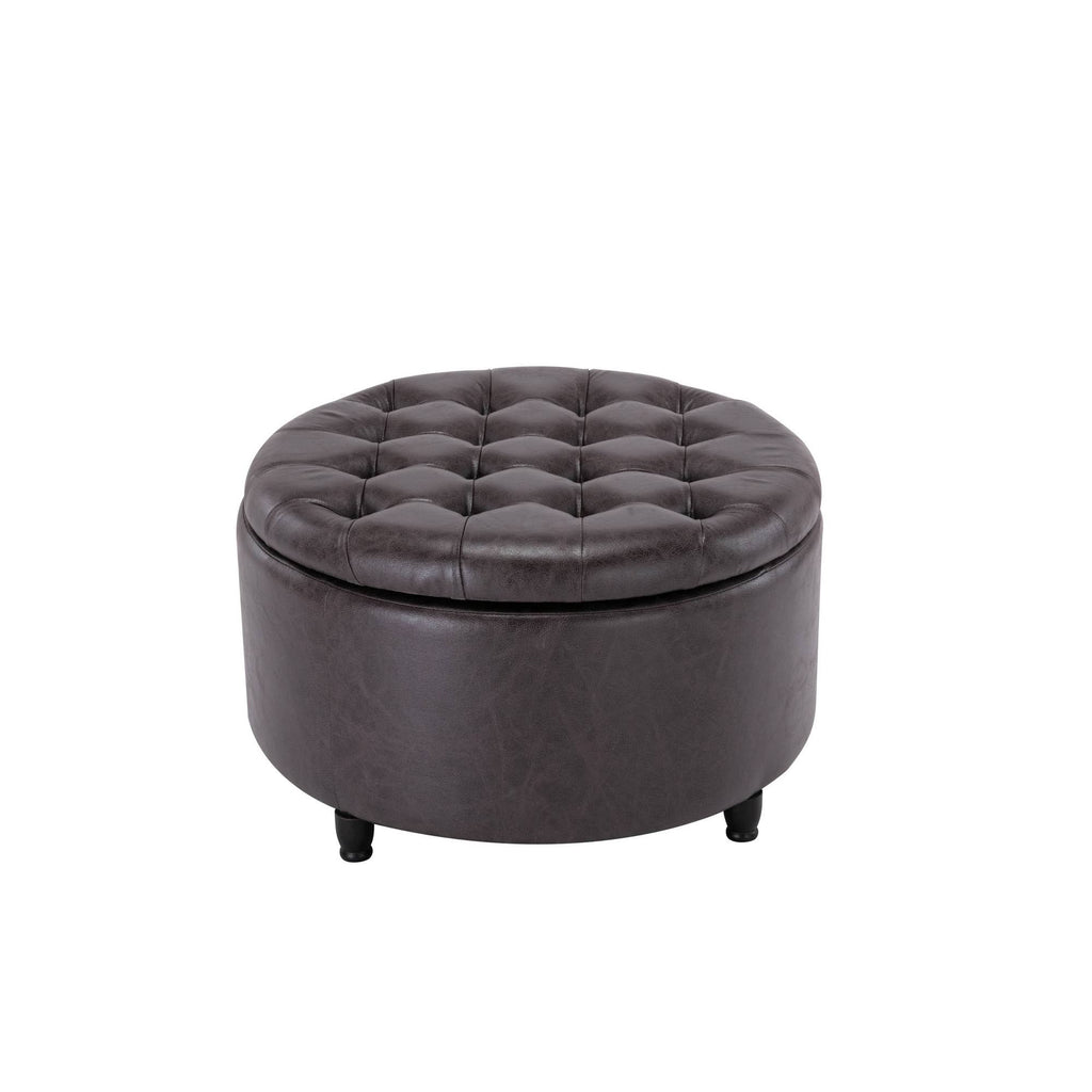Black Pintucked Storage Ottoman K633320