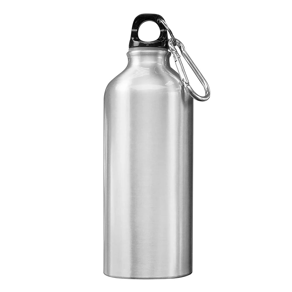 10pcs 600ml Aluminum Water Bottles Silver with Carabiner Hook O43807