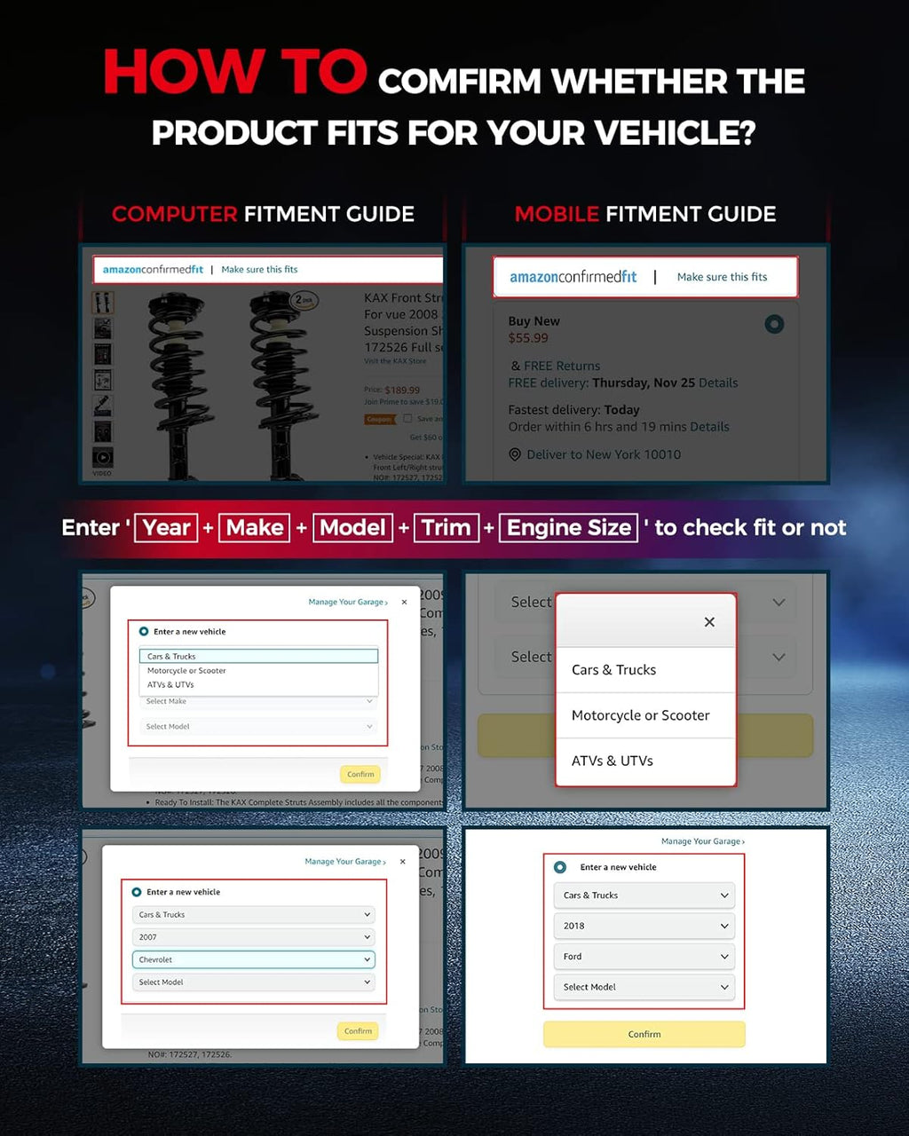 Rear Shock Absorbers Struts Set of 2 Z65898