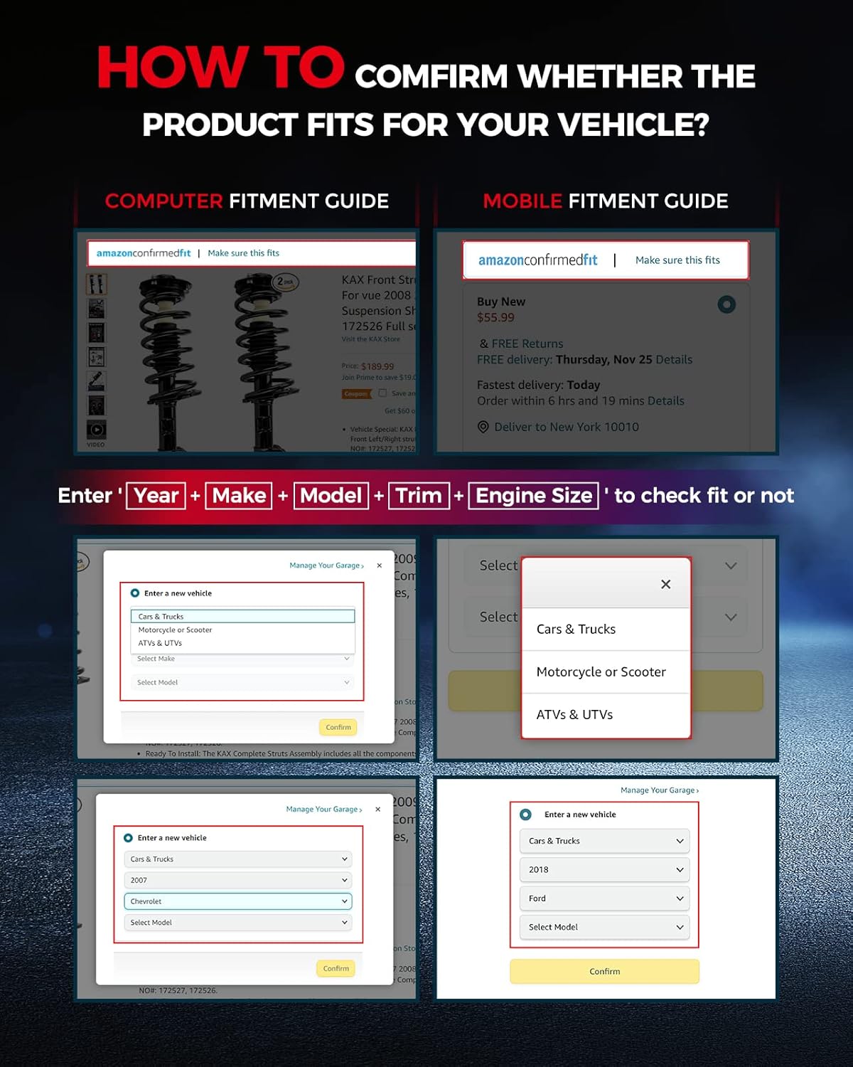 Rear Shock Absorbers Struts Set of 2 Z65898