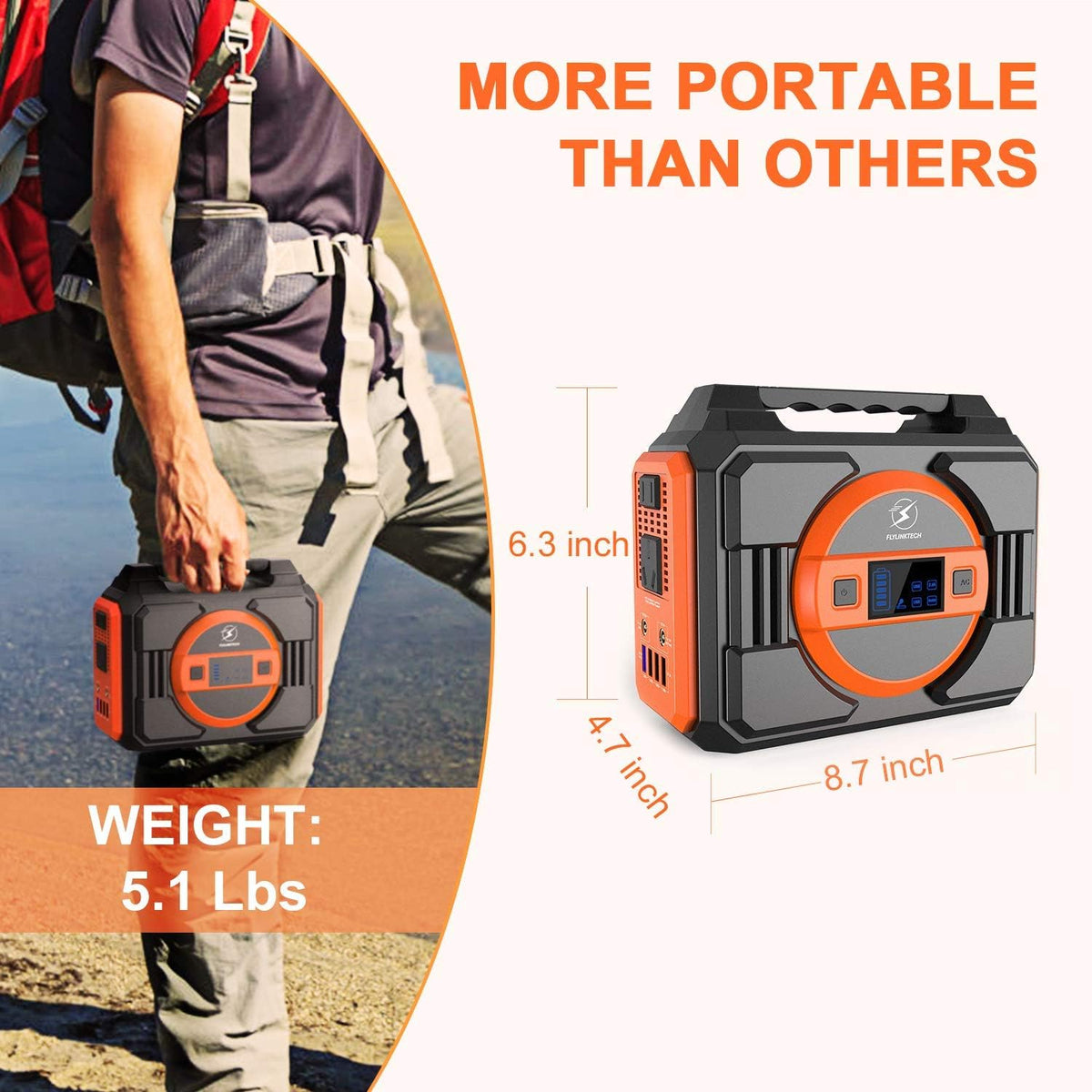 Portable Power Station 300W 75000mAh 277.5Wh Lithium Battery Power Supply with LED Flashlight 2 AC Outlets 2 DC 4 USB Ports X902007