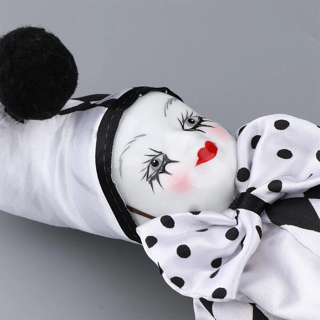 Black and White Clown Costume Doll Ornament A2956