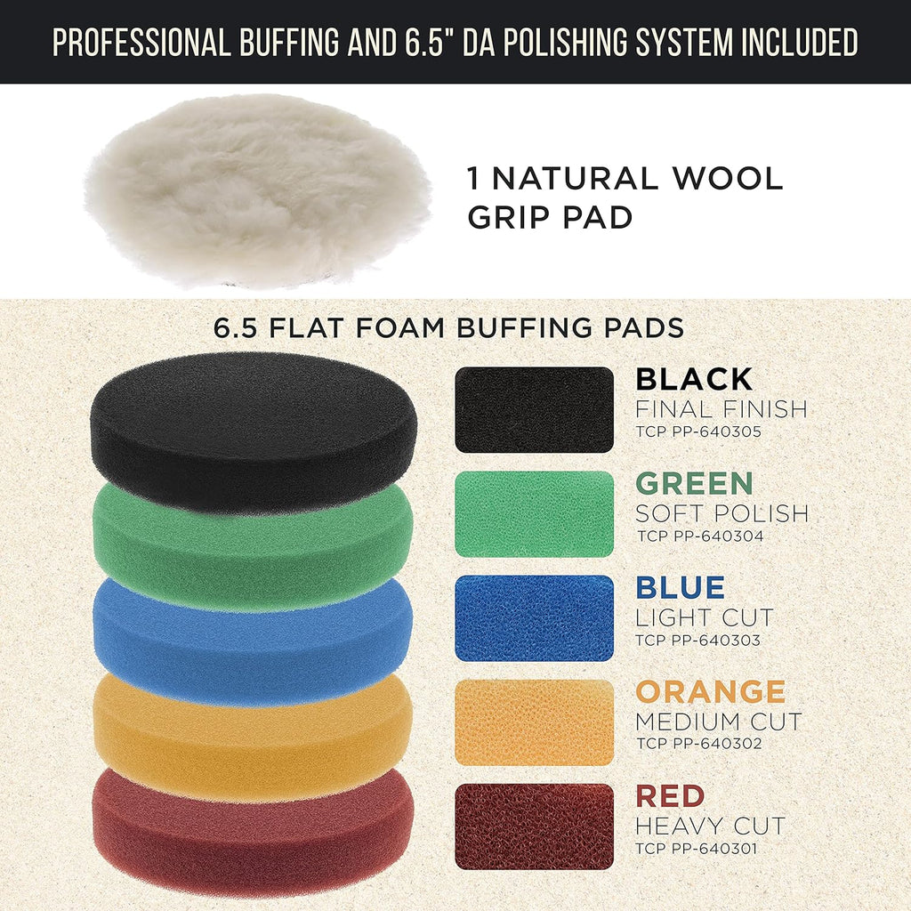 6" Random Orbit Dual-Action Polisher Buffer Sander with 8 Pad Kit, Variable Speed 2000 to 6400 OPM, 750 Watts A22441