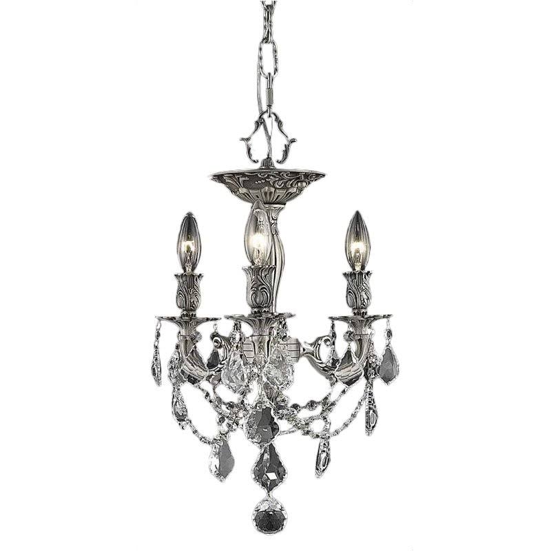 3 Light Pewter Flush Mount Cut Crystal N76791