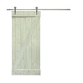 Sage Green Stained Wood Interior Sliding Barn Door with Hardware Kit I229194