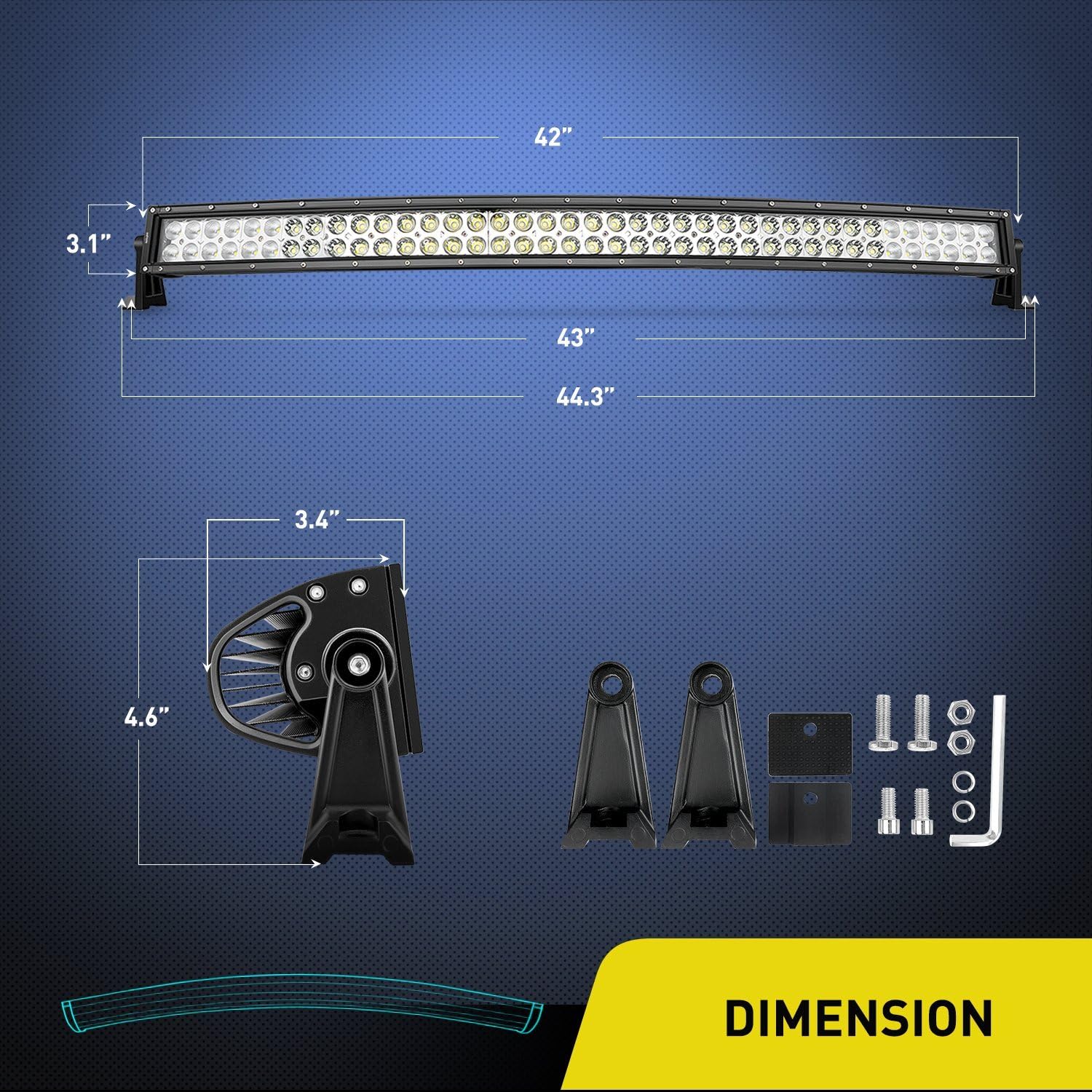 42Inch 240W Curved LED Work Light Spot Flood Combo Driving Fog Lights, Pack of 2 V4437