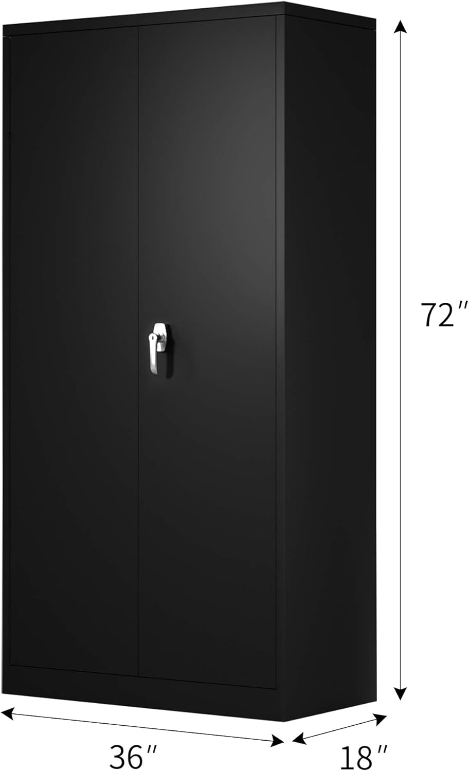 Black Metal Storage Cabinet with 2 Locking Doors and 5 Shelves H502