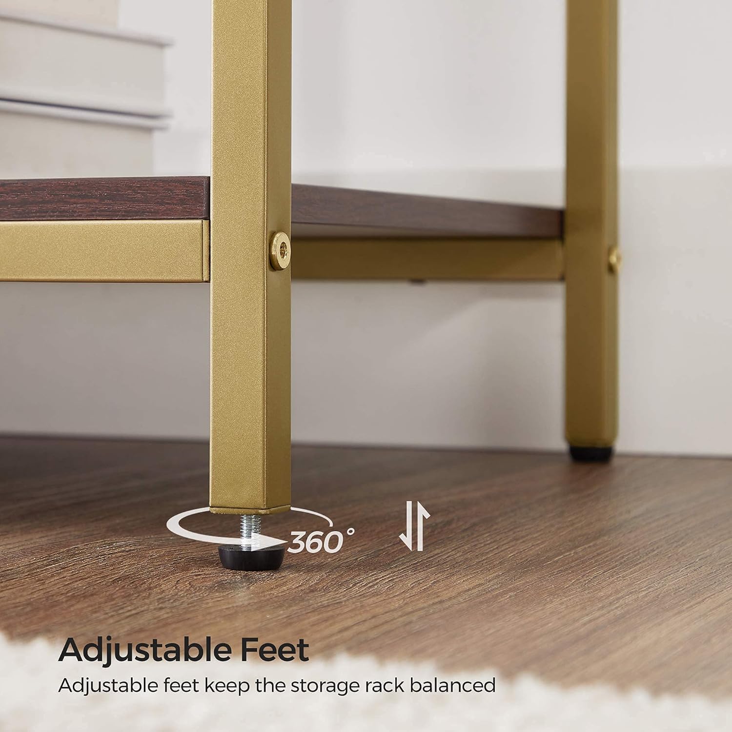 Chocolate Brown and Matte Gold Sideboard with Glass Top and Steel Frame U6061