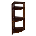Mocha Walnut Wood 3-Shelf Foldable Corner Bookcase T100