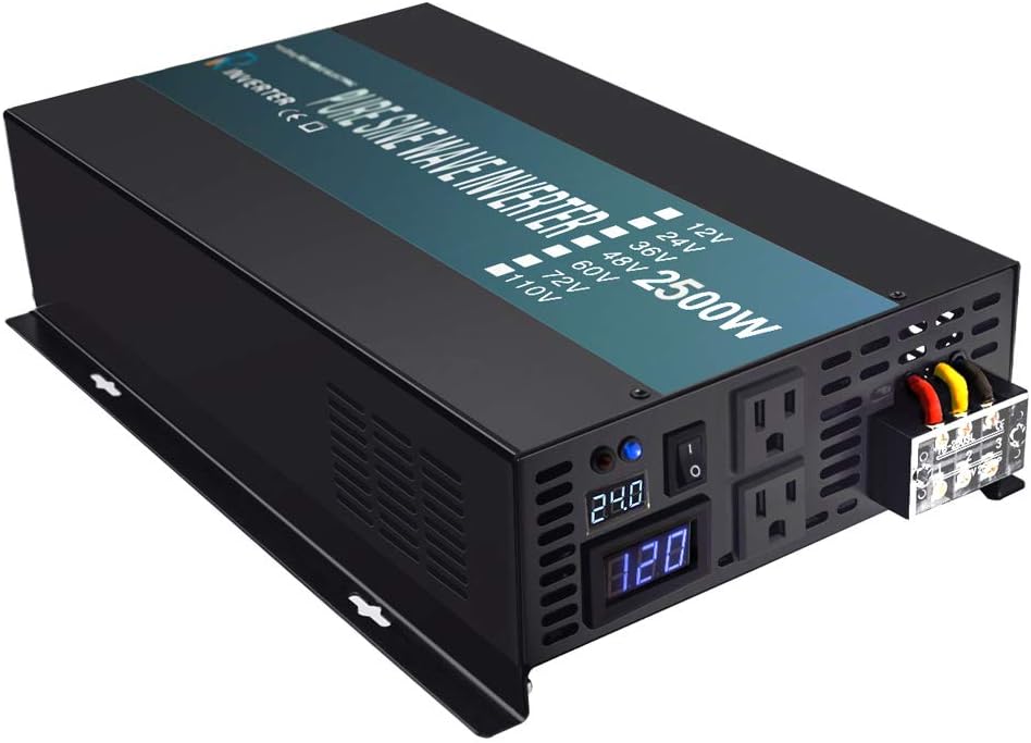 1000W Pure Sine Wave Car Power Inverter 24V DC to 120V AC with 2 AC Outlets U376