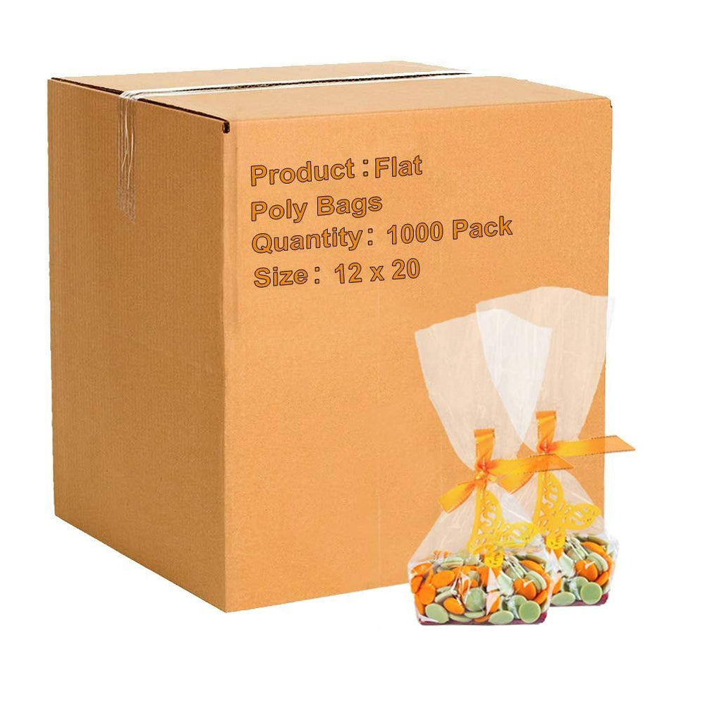 1000 Pack Clear Open Top Flat Poly Bags 2 Mil C475424
