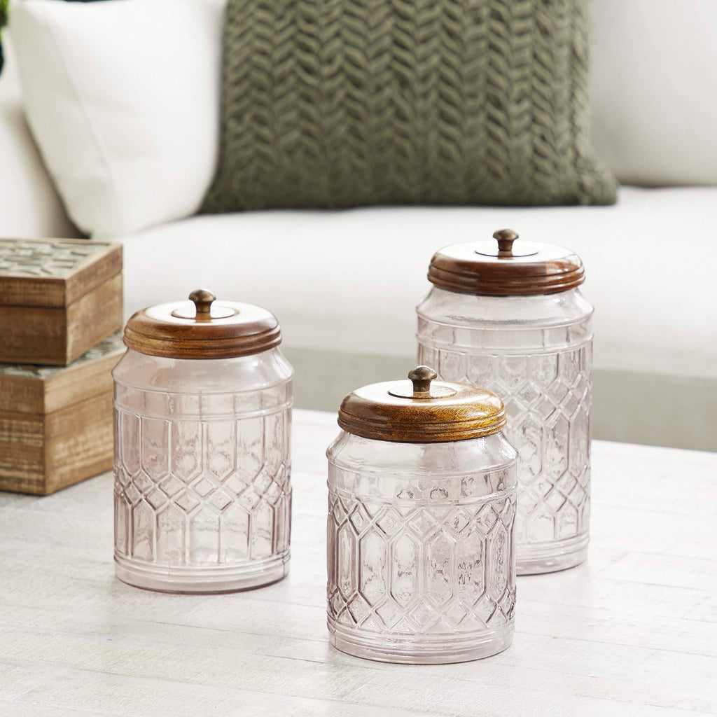 Set of 3 Clear Glass Canisters A10440