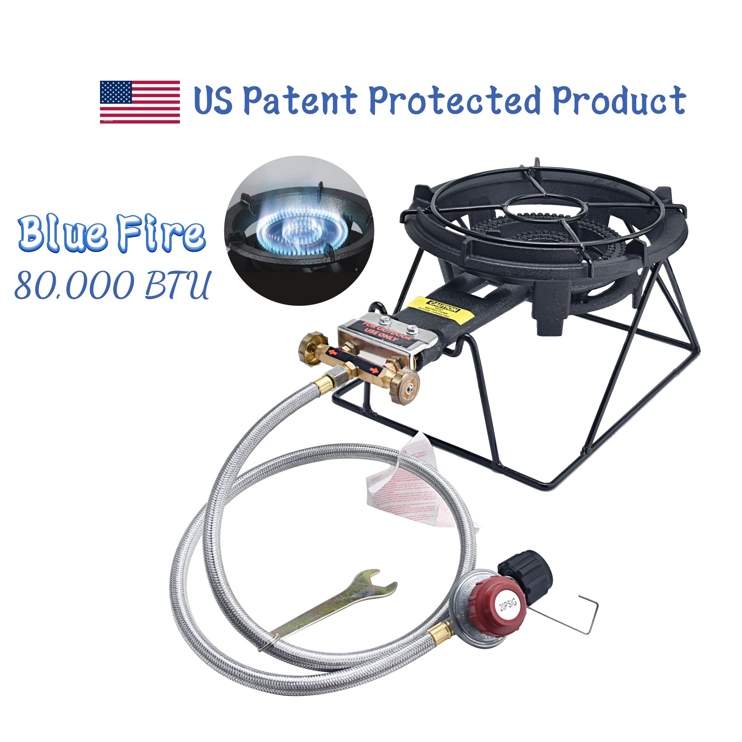 Portable Propane Camping Stove Cast Iron Single Burner with Detachable Rack 80,000 BTU/H R204161