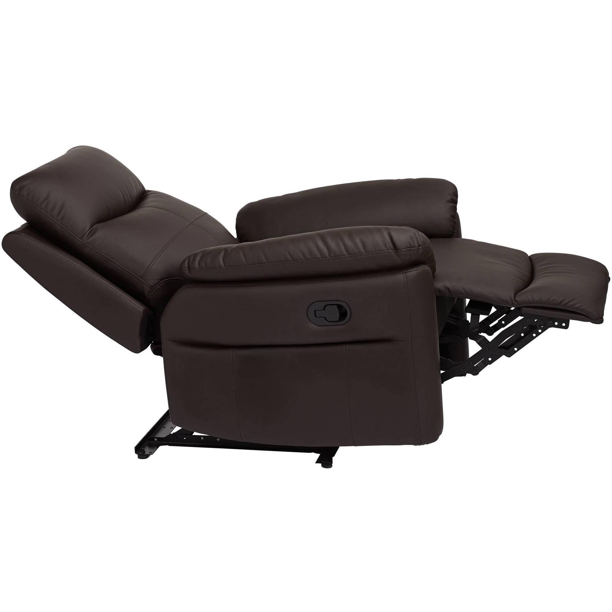 Brown Faux Leather Manual Recliner Chair T7445