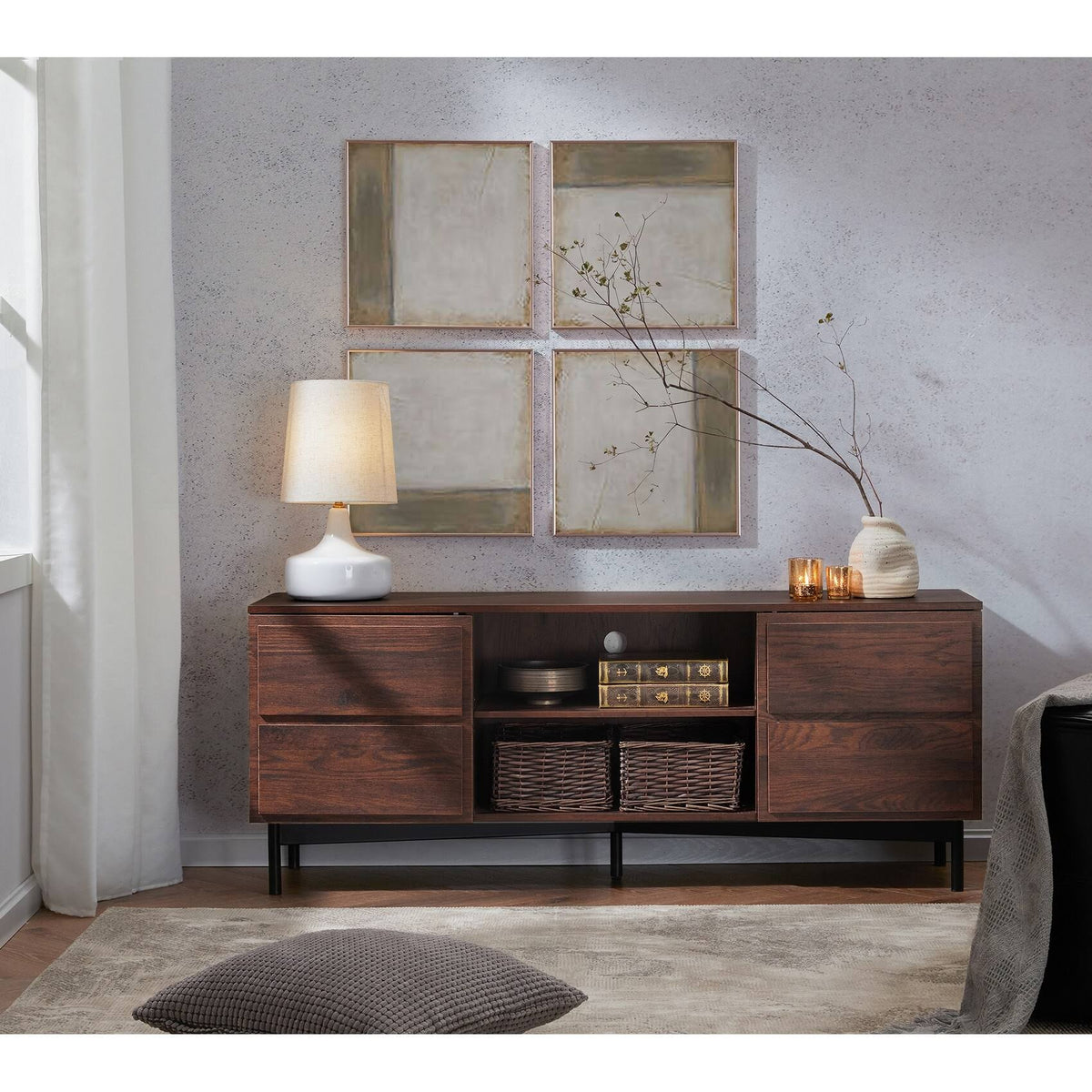 Walnut Media TV Stand E619
