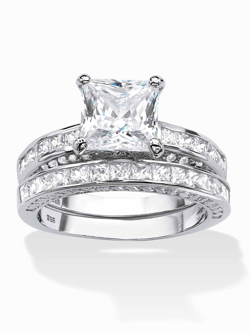 Princess-Cut Cubic Zirconia Two-Piece Bridal Set in Gold-Plated Sterling Silver W9522