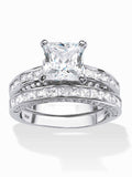 Princess-Cut Cubic Zirconia Two-Piece Bridal Set in Gold-Plated Sterling Silver W9522