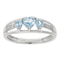 Blue Aquamarine Diamond Sterling Silver Ring C363