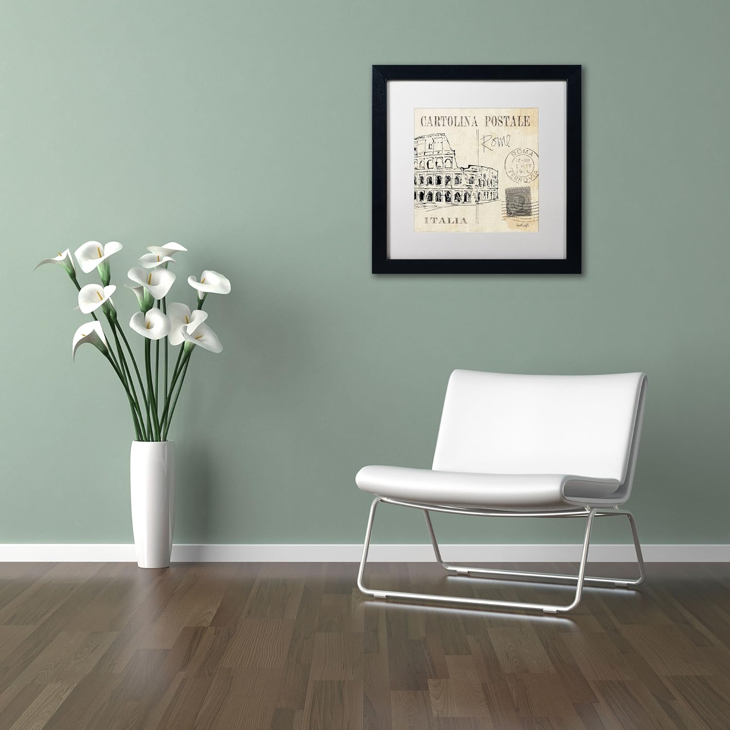 16 by 16-Inch White Matte and Black Frame Artwork X989