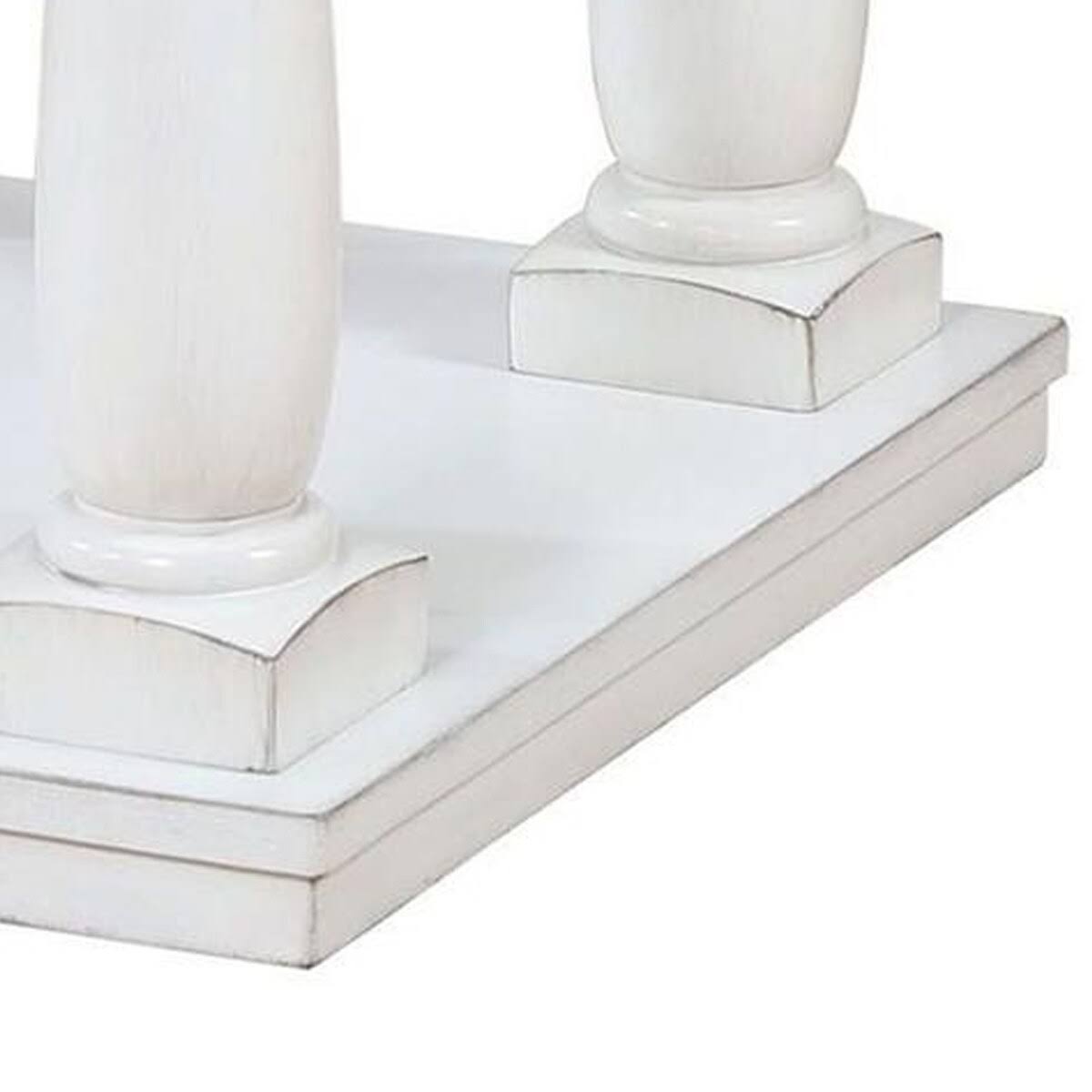 White Wooden End Table with Shelf and Turned Legs Q6145