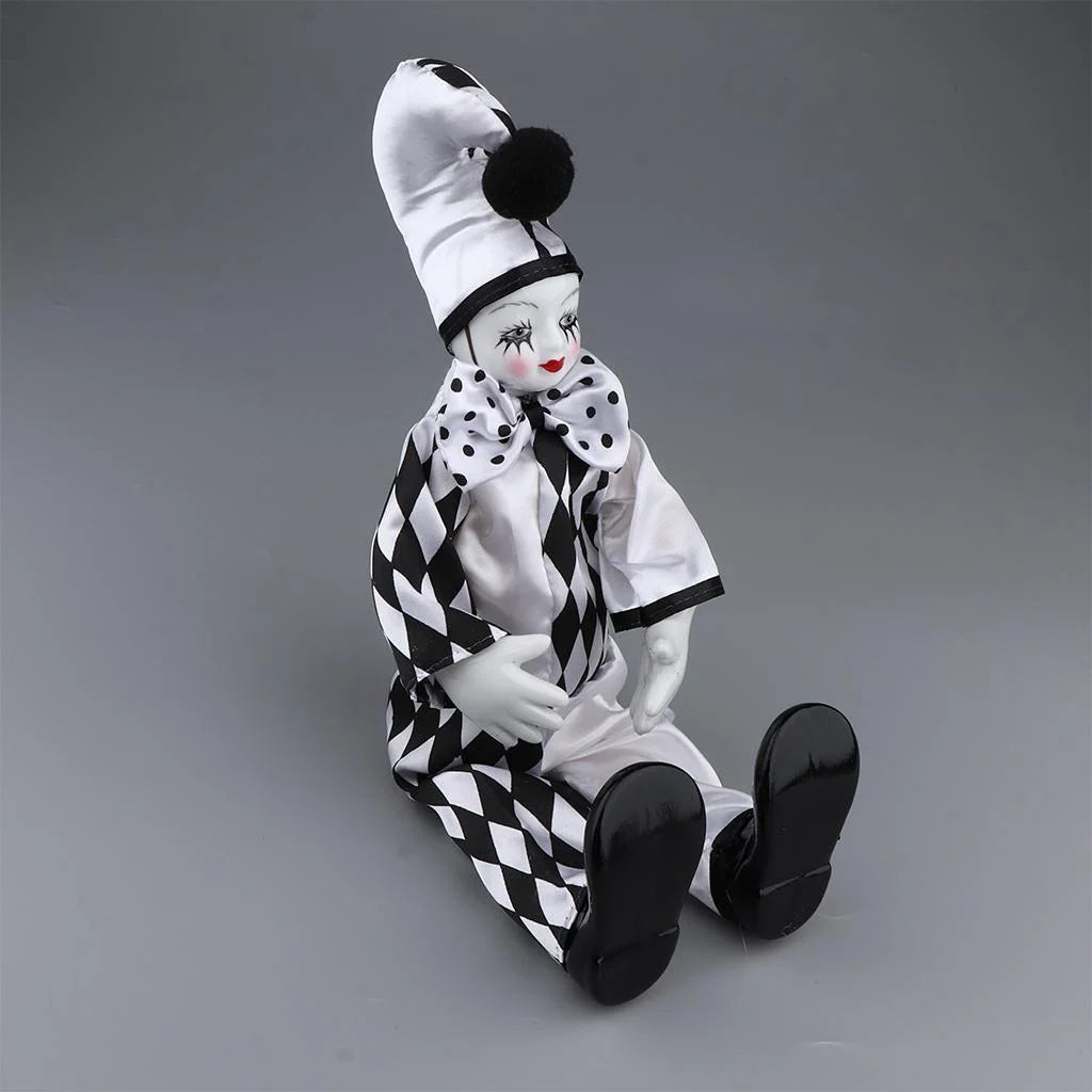 Black and White Clown Costume Doll Ornament A2956