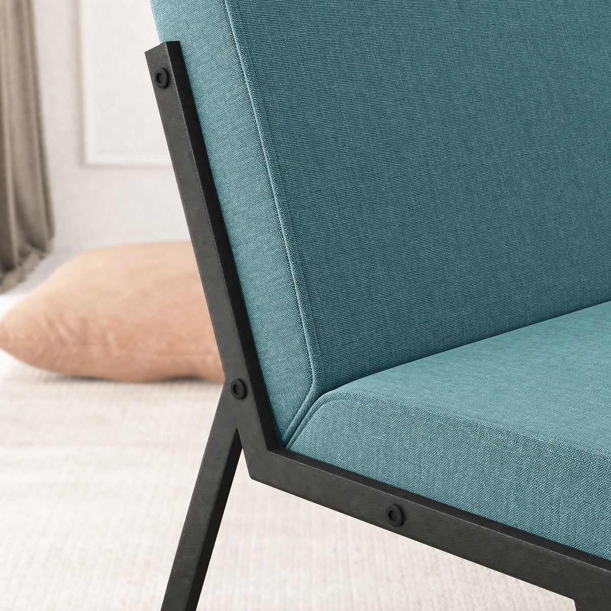 Green Linen Accent Chair with Ottoman V5288