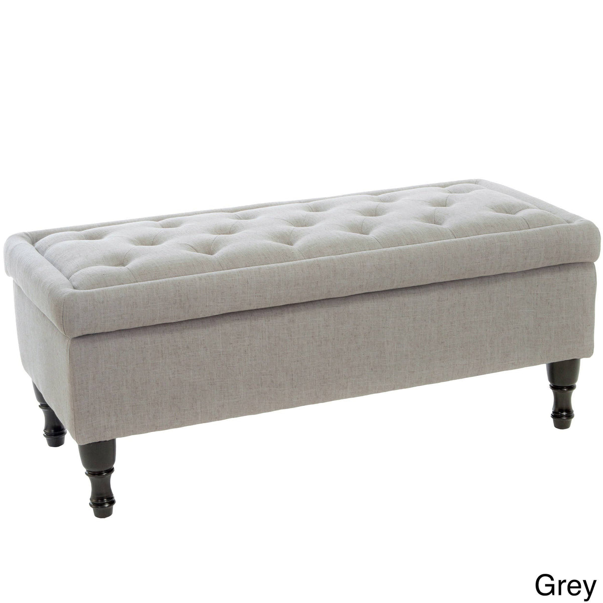 Grey Faux Suede Storage Ottoman L167
