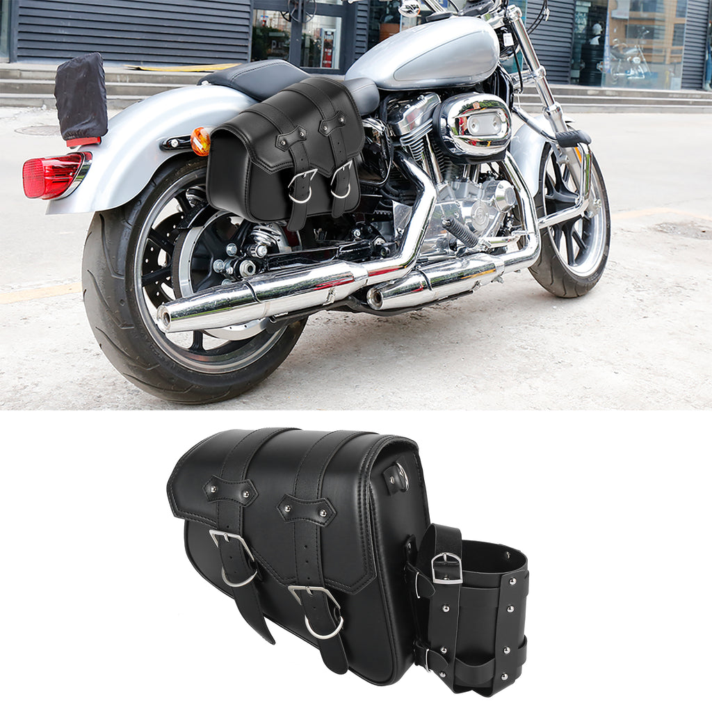 Motorbike Saddlebag Tool Bag Waterproof Faux Leather Black Z983