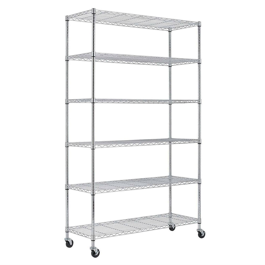 Heavy Duty 6-Shelf Metal Storage Rack with Casters D5405