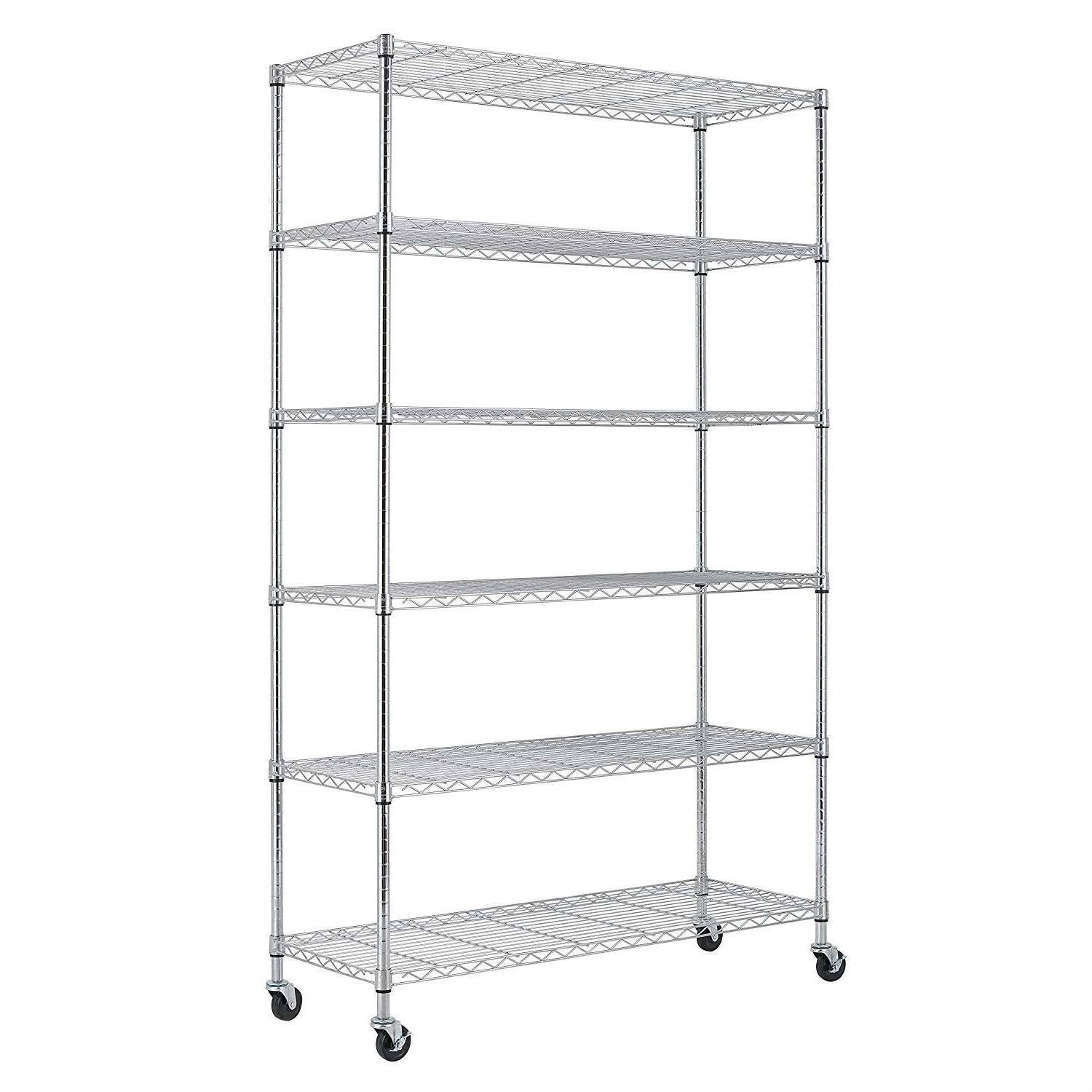 Heavy Duty 6-Shelf Metal Storage Rack with Casters D5405