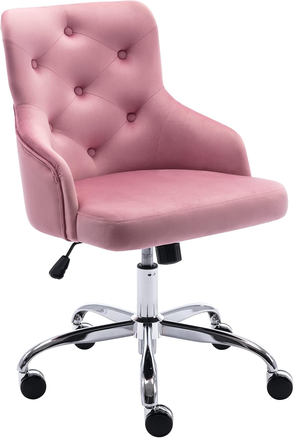 Height-Adjustable Mid-Back Velvet Swivel Office Chair G547771