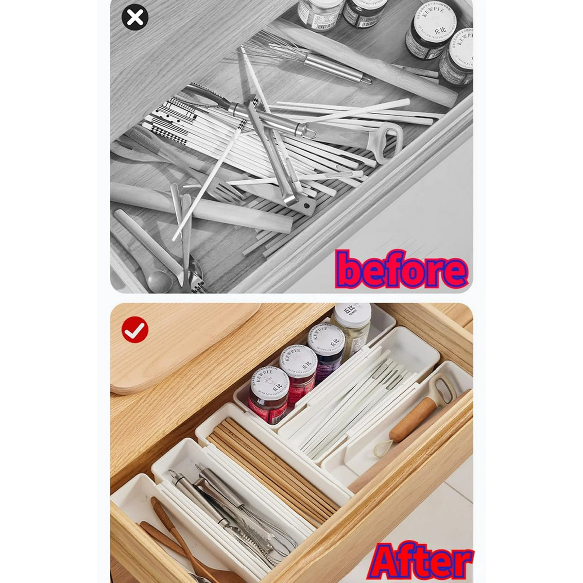 White 4pack Expandable Drawer Organizer Trays K3937