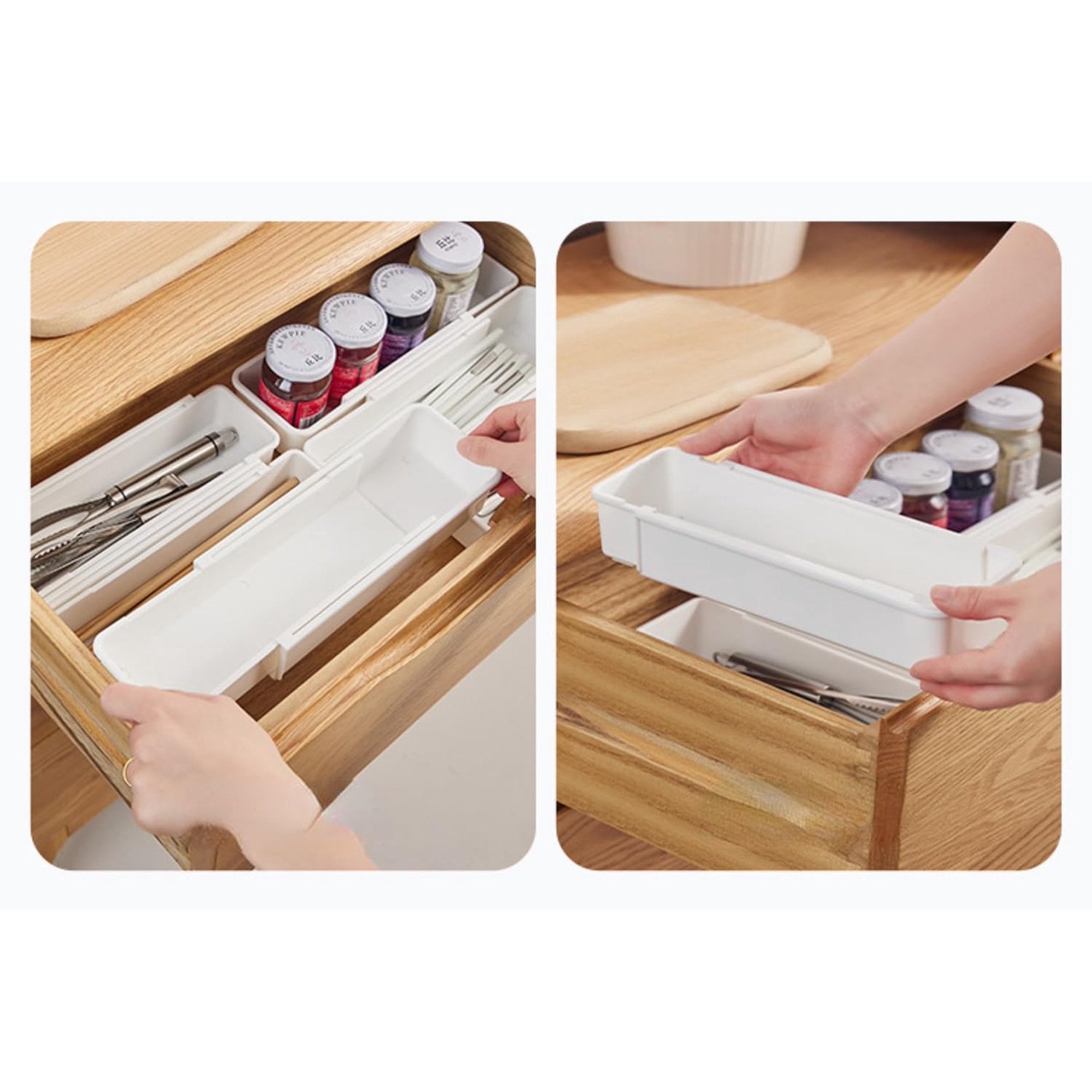 White 4pack Expandable Drawer Organizer Trays K3937